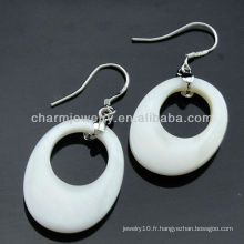 Boucles d&#39;oreilles en forme de coréen de véritables boucles d&#39;oreille couleur blanche avec cristal clair FE-004